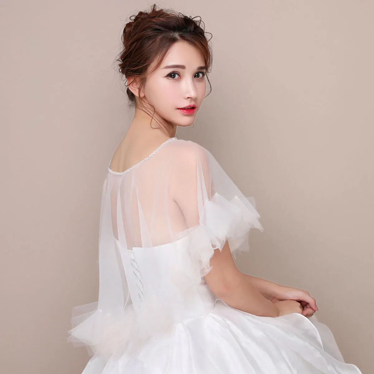 Свадебная шаль женский шарф элегантная прозрачная сетчатая накидка для