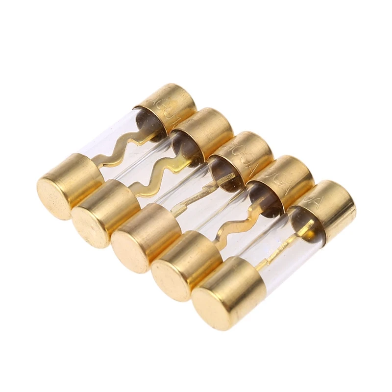 

5Pcs Gold Plated Glass AGU Fuse Fuses Pack Car Amp Amplifier