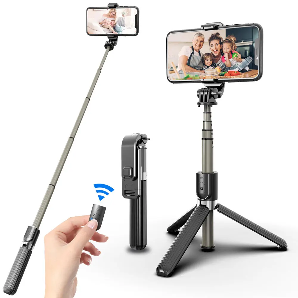 

Wireless Bluetooth Selfie Stick Extendable Aluminum Alloy Mini Tripod Remote Control Monopod Universal For Sports Action Cameras