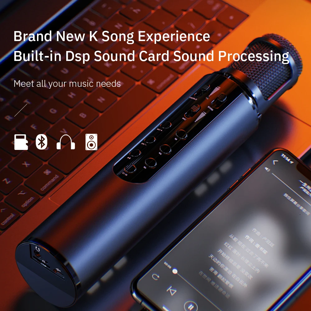 

Беспроводной студийный Bluetooth-микрофон для телефона, микрофон для караоке, динамик, микрофон со встроенной звуковой картой, звуковой преобра...
