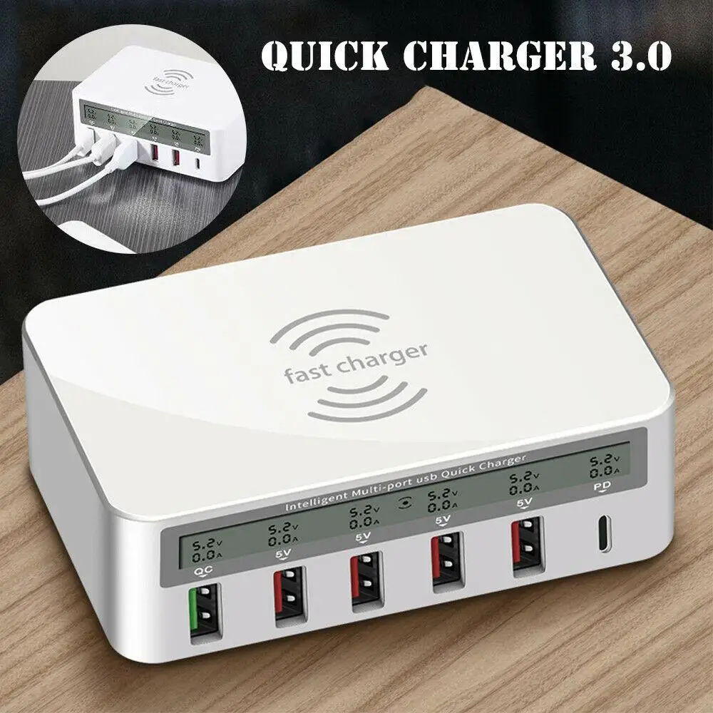 Зарядная Станция BEESCLOVER Smart с 6 портами и usb-хаб быстрая зарядка QC3.0 PD протокол 18W2.4A