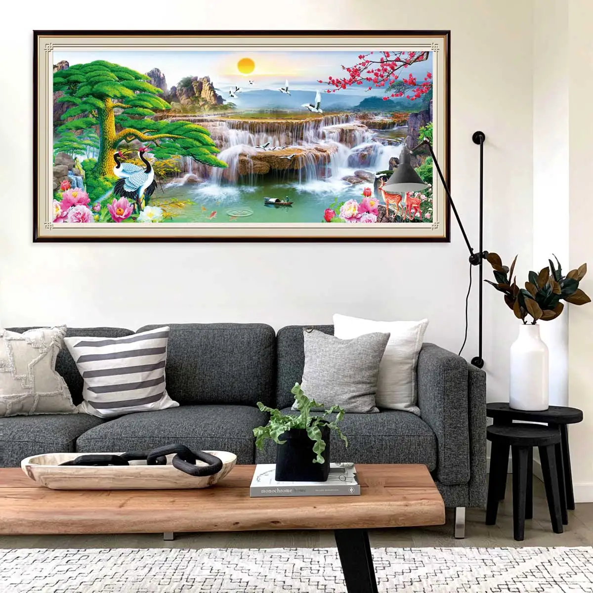 

Natural Scenery Embroidery Full Round Rhinestone Drill Mosaic Needlework Waterfall Diamond Painting Cross Stitch Wall Art Gift