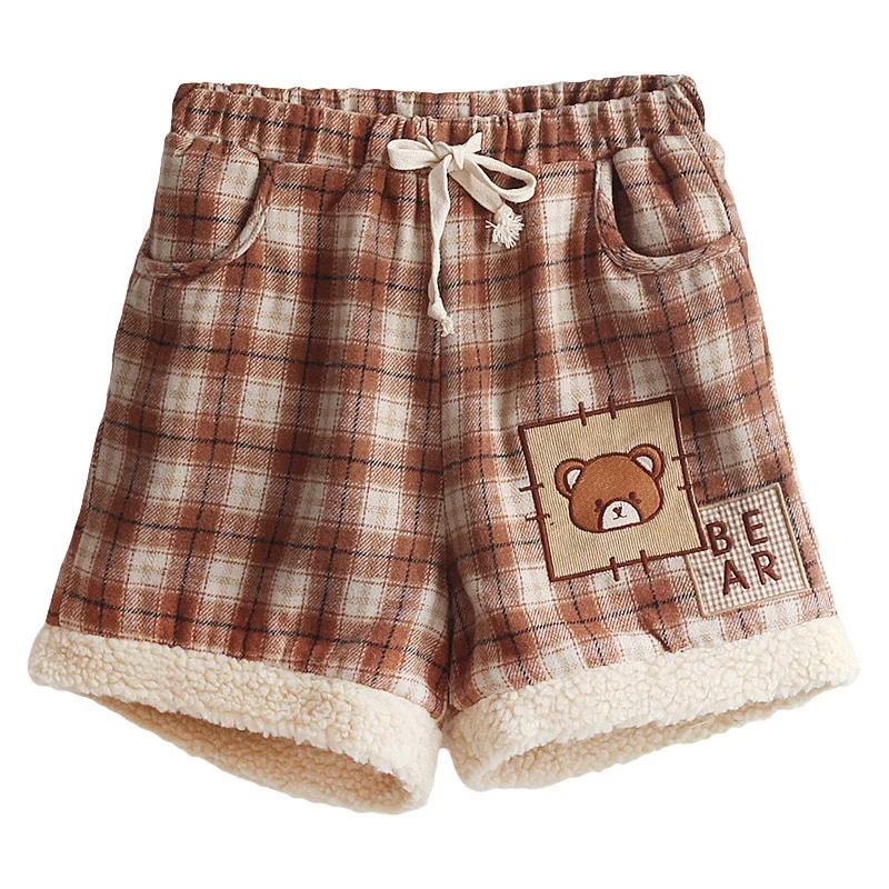 

Cartoon Bear Embroidery Hight Waist Casual Women Shorts 2021 Summer Sweet Style Korean Ladies Kawaii Cute Bottoms