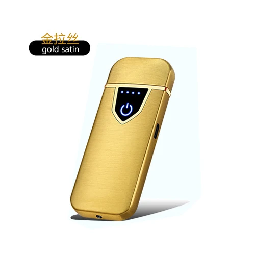 Gold Беспламенная перезаряжаемая электрическая зажигалка с гнездом usb аксессуары для курения Пульс для сигарет электронная зарядка зажигалки для сигар - Цвет: Gold