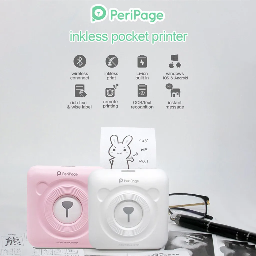 Термальный портативный Blueteeth принтер 58 мм мини беспроводной POS изображение фото
