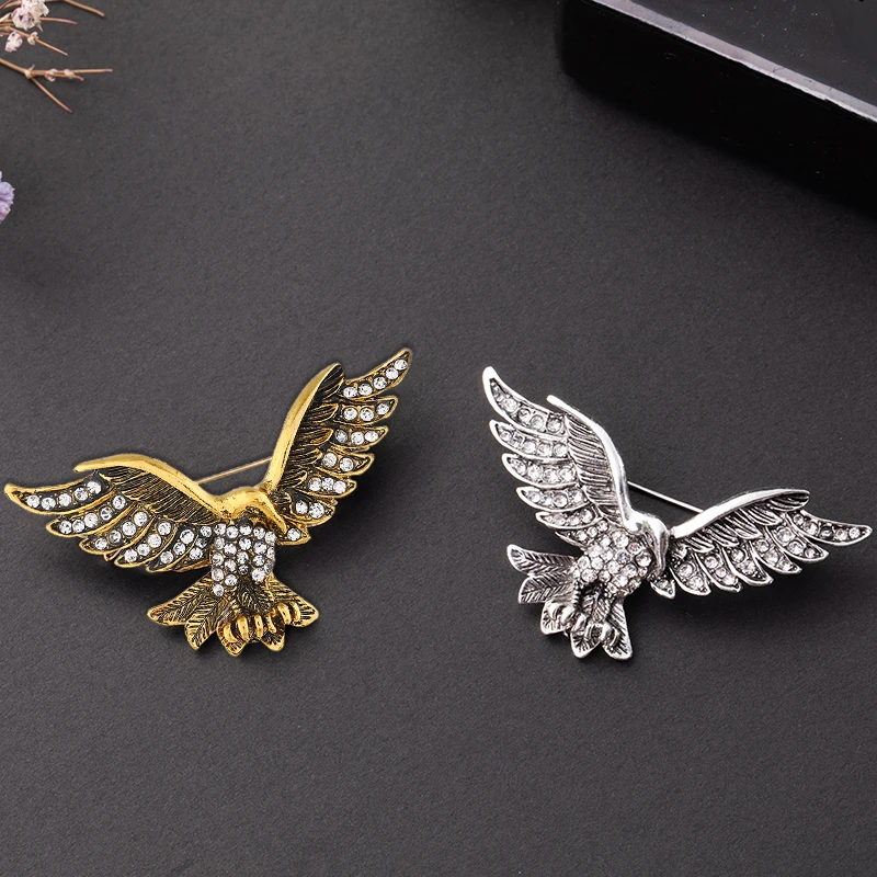 Ретро брошь Очаровательная Дамская булавка в стиле панк животное Орл резьба