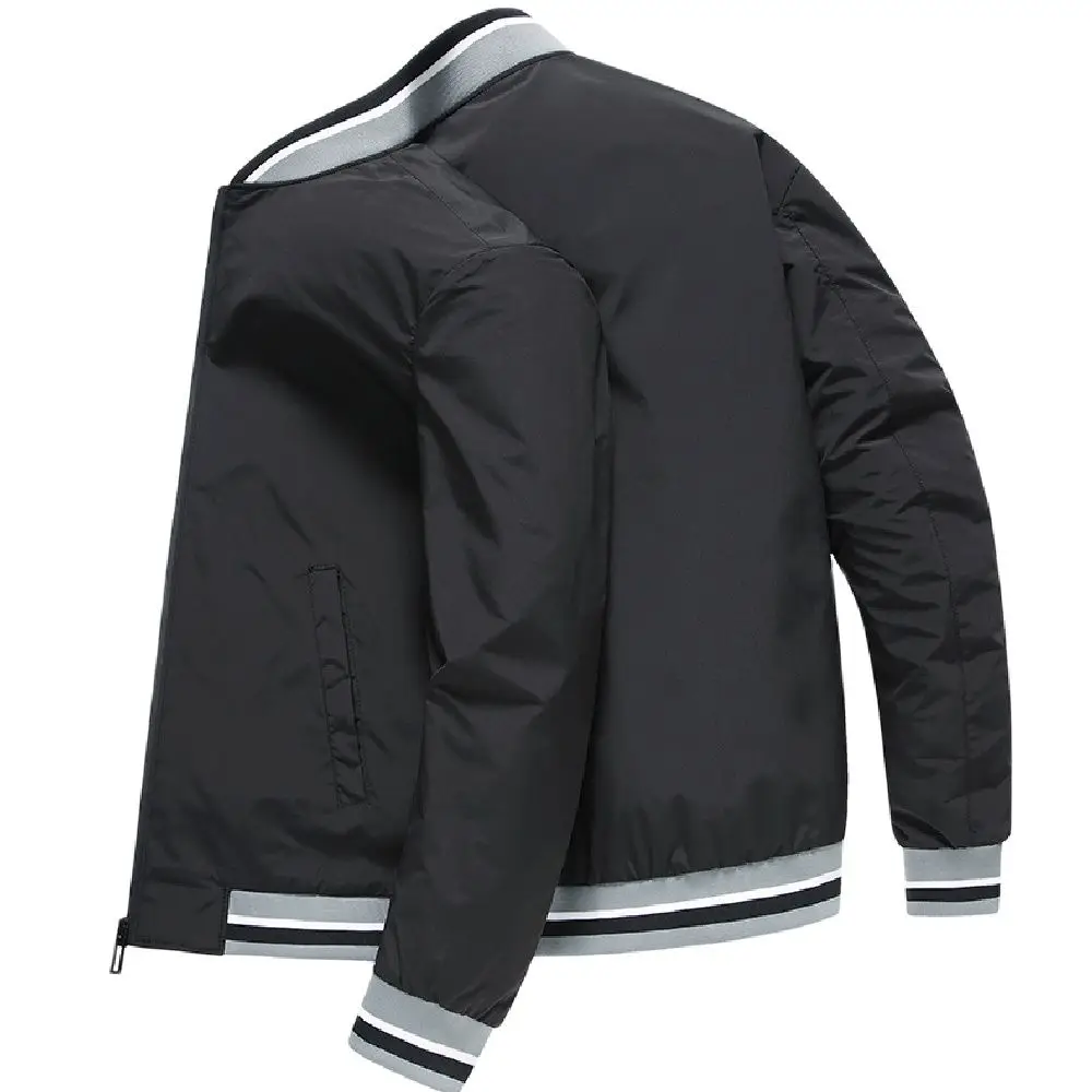 

Men's Jacket Fall Fashion New Baseball Sportswear Business Loose Coat Olid Color Zippered Door Pocket Trim In Three Colors M-3XL