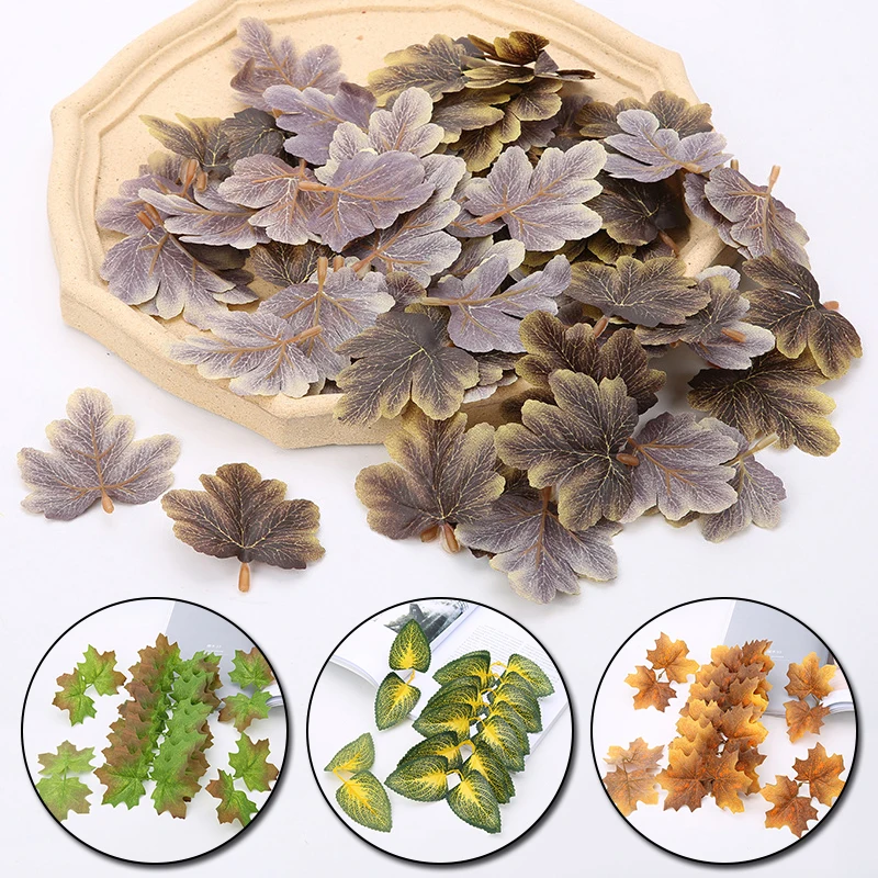 

10Pcs/Lot Leaves Artificial Silk Flower Maple Leaves Diy Handmade Halloween Autumn Leaves Wreath Scrapbook Wedding Home Decora