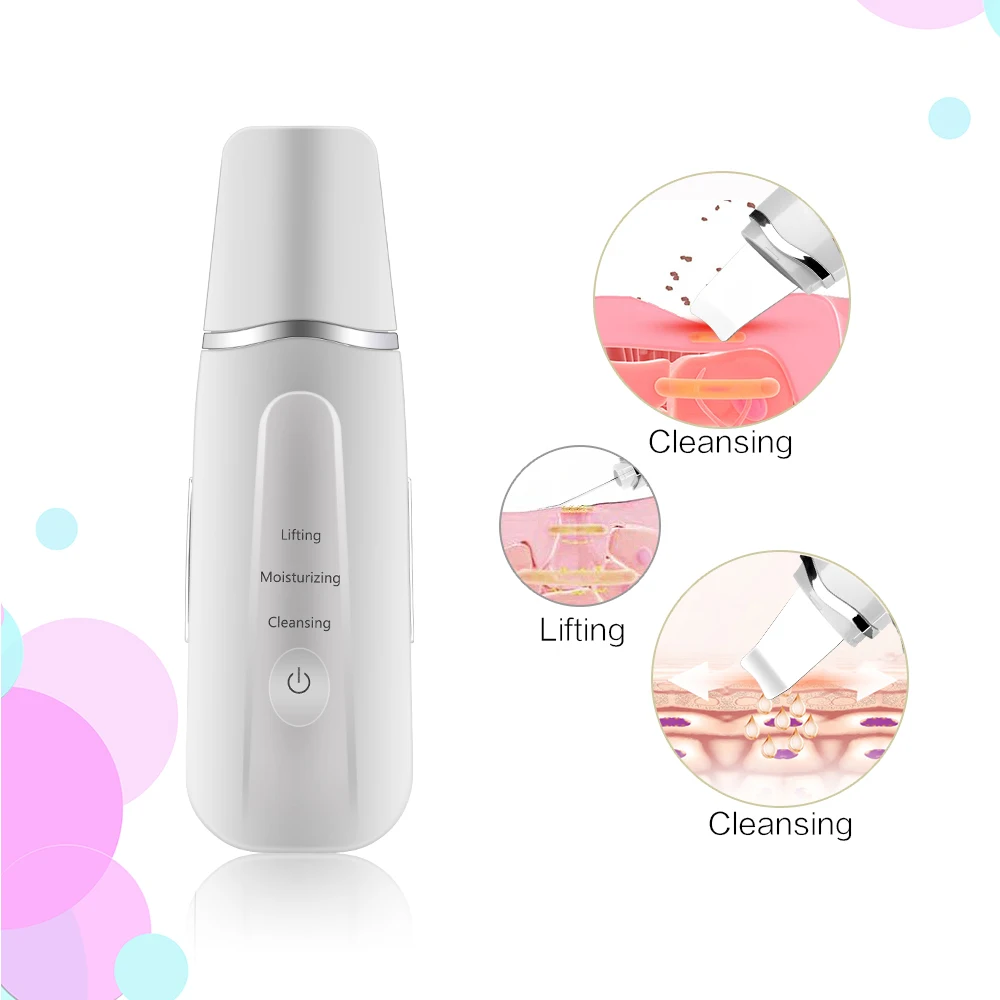 

New Ultrasonic Ion Skin Scrubber Remove Dirt Blackhead Reduce Wrinkles and Spots Deep Face Cleaning Machine Beauty Tools