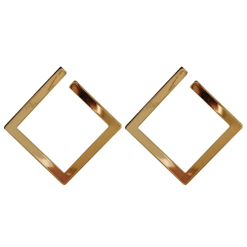 S925 достойные большие квадратные серьги модное ювелирное изделие сияющее золотое