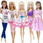 Наряд для куклы ручной работы 5 шт.компл. розовое платье волнистая Юбка Топы Брюки Одежда для куклы Барби аксессуары 12 дюймов детская игрушка
