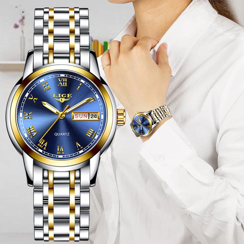 

LIGE Women Watches Simple Stainless Steel Clock Casual Fashion Watch Women Sport Waterproof Wristwatch Ladies Relogio Feminino