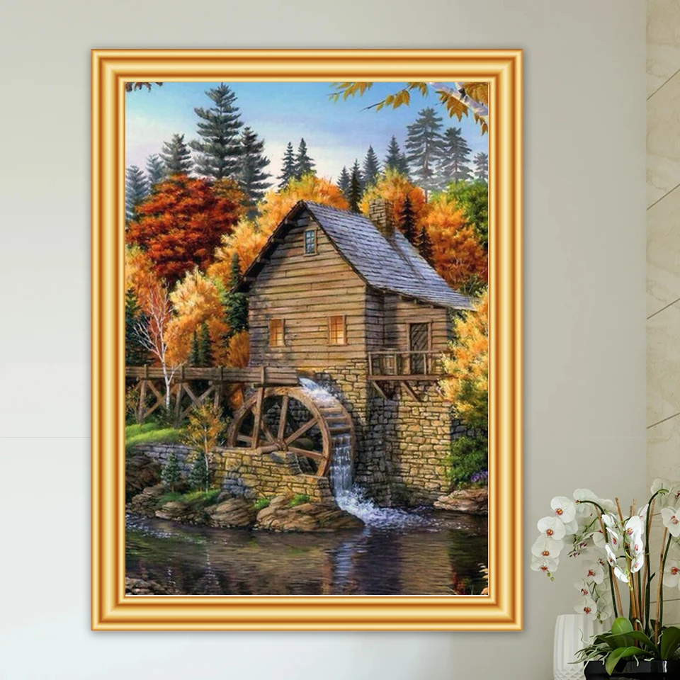 5D САМОСТОЯТЕЛЬНАЯ РАБОТА ПО РИСОВАНИЮ АЛМАЗНЫМИ КАМНЯМИ ВОДОПАД ЛАНДШАФТ ПО КРЕСТИКУ КОМПЛЕКТЫ ПОЛНАЯ СВЕРЛИНА ВЫШИВКА МОЗАИКА ХУДОЖЕСТВЕННАЯ КАРТИНА ИЗ СВЕТЯЩИХСЯ КАМНЕЙ ДЛЯ ДОМАШНЕГО ДЕКОРА.