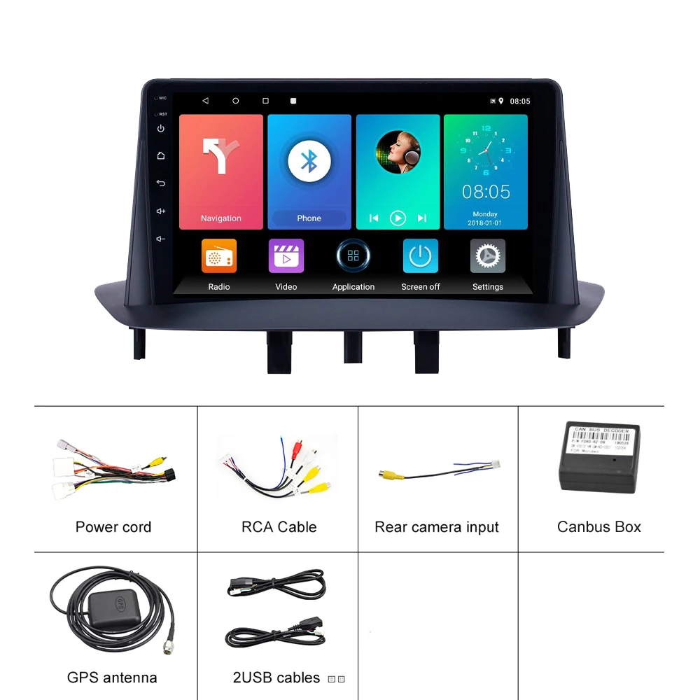 Автомагнитола 2 Din для Renault Megane 3 2008-2014 Fluence 2013-2016 Android Wi-Fi 9 "стерео GPS-навигация