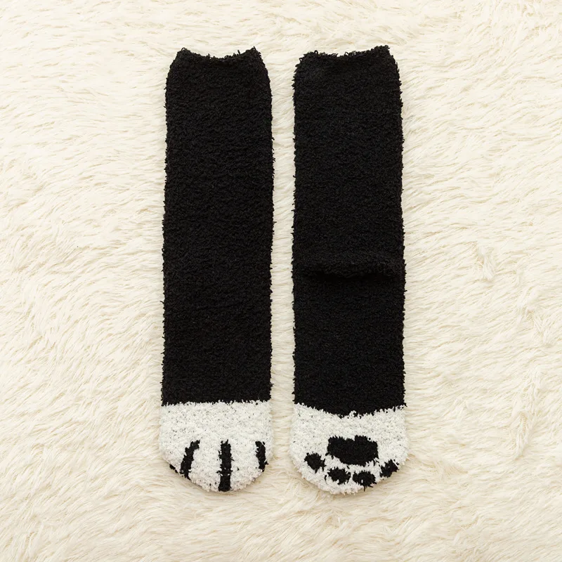 3Pairs Set Cartoon Fuzzy Socks for Women Cute Cat Printer Dot Pattern Female Fleece Warm Funny Socks Home Floor Sleeping TJ3144 images - 6