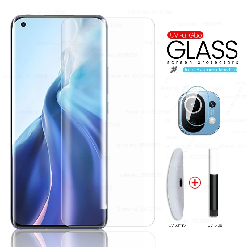 Закаленное УФ стекло mi 11 с полным клеем Защитное для xiaomi11 xiaomi xiomi mi11 защита экрана