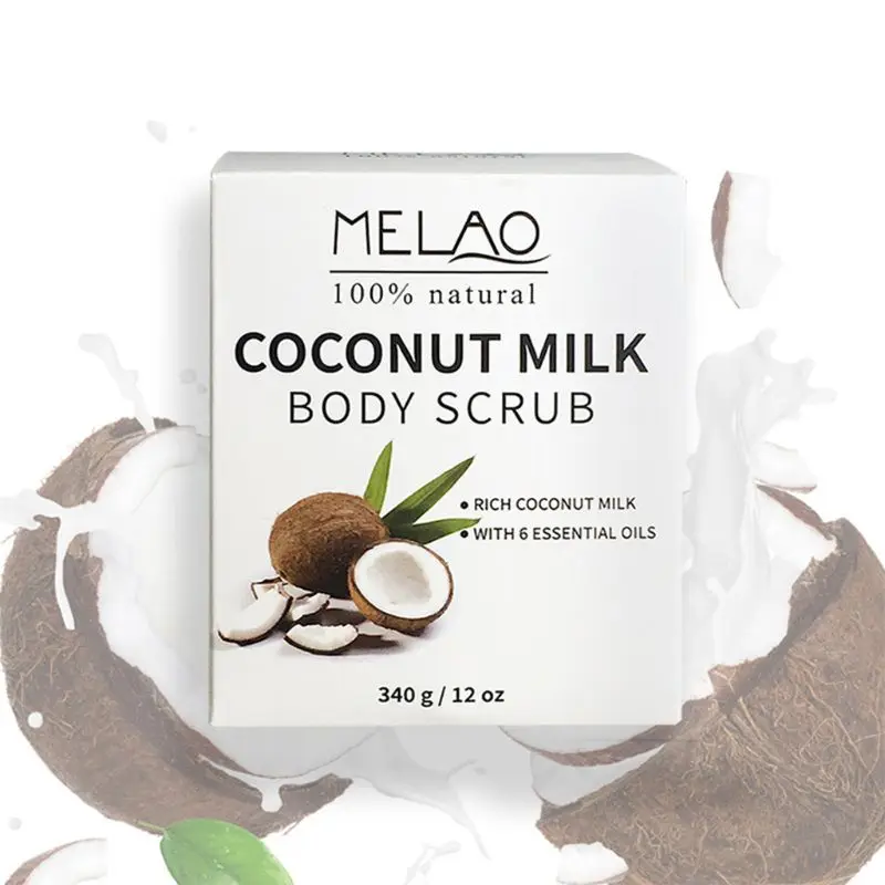 

Coconut Milk Essential Oil Body Face Scrub Exfoliating Blackheads Sea Salt Natur NEW