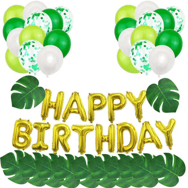 

37 Pcs/Set Jungle Theme Birthday Party Balloons Party Supplies Hawaii Turtle Leaf Dinosaur Party Forest Party Decoration Balloon