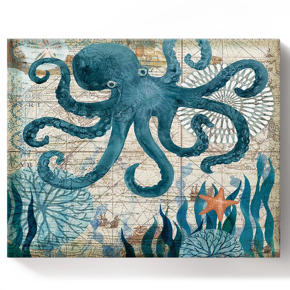 Краски по номерам Осьминог океан создание пейзаж картина маслом Набор цифр