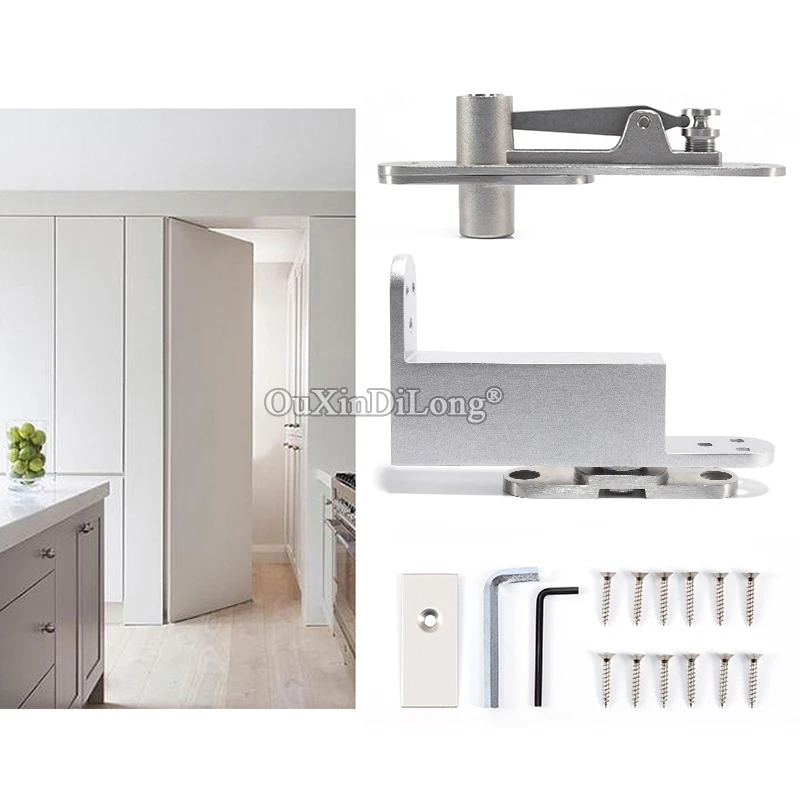 

Durable 1Set Heavy Duty Invisible Hidden Door Pivot Hinges 360° Rotation Buffer Rebound Soft Close Door Hinges Install Up & Down