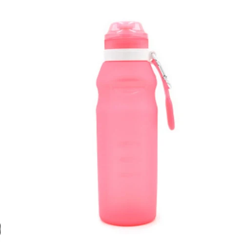Pink Силиконовая складная бутылка для воды спортивные принадлежности для поездок, портативный складной большой емкости творческие товары спортивная бутылка 600 мл - Цвет: Pink