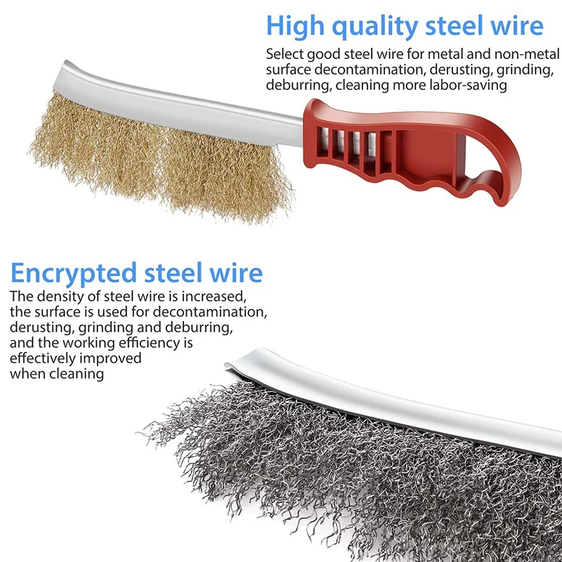 

6Pcs Scratch Wire Brush Set Stainless Steel Brass Wire Brush for Automotive Cleaning Welding Slag Rust Scrubbing Brush