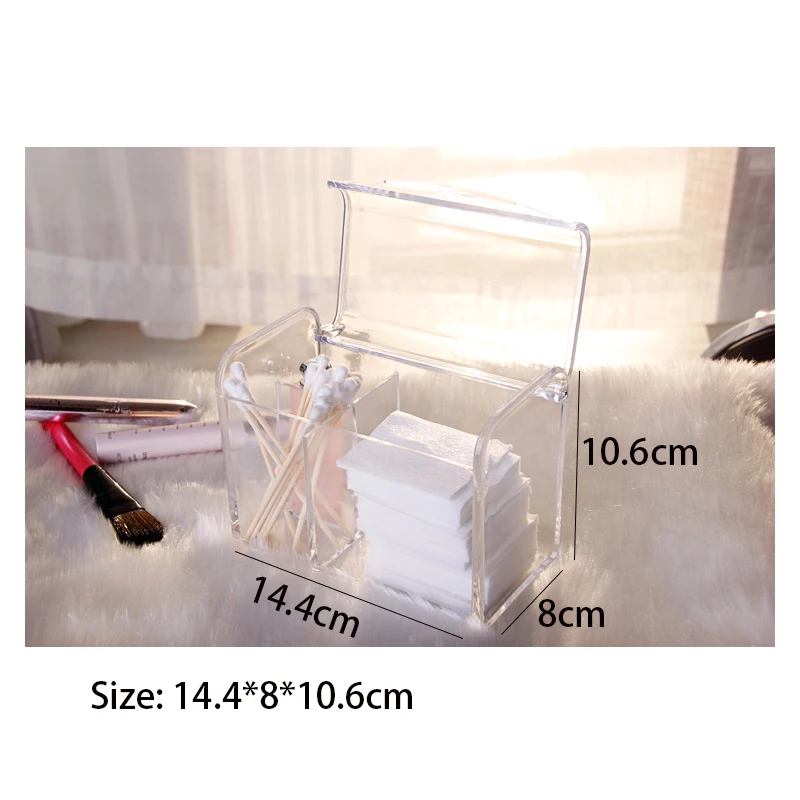 

Cosmetics Jewelry Storage Makeup Organizer Box With Cover Organizador Cotton Swab Lipstick Case Acrylic Modern Simple Style