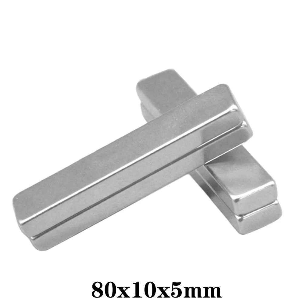 

1~30PCS 80x10x5 Super Strip N35 Big sheet Magnets 80x10x5mm Neodymium Magnet 80mmX10mm Permanent NdFeB Strong Magnets 80*10*5 mm