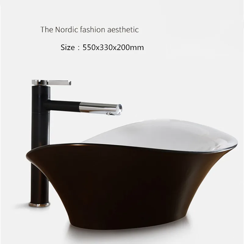 Дизайнерские раковины для ванной комнаты черный и белый умывальник керамический