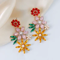 christmas snowflake sweet series earrings colorful crystal hollow imitation pearls design rhinestone jewelry earrings for women