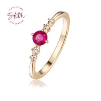 skm vintage ruby engagement ring wedding diamond rings for women 14k 18k yellow gold round cut ring anniversary ring