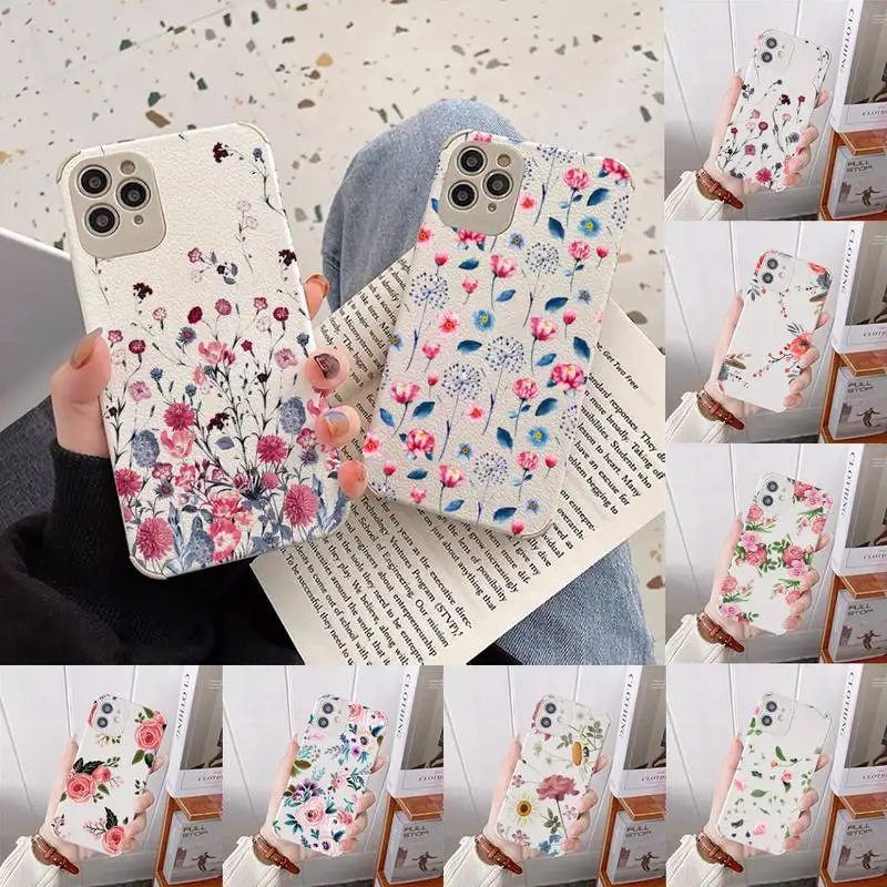 

Cute flower creative Phone Case Lambskin Leather For iphone 12 11 8 7 6 XR X XS PLUS MINI PLUS PRO MAX Shockproof