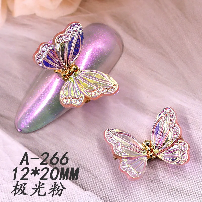 Подвески для ногтей Aurora Butterfly машущие голографические Крылья 3D украшения модные |