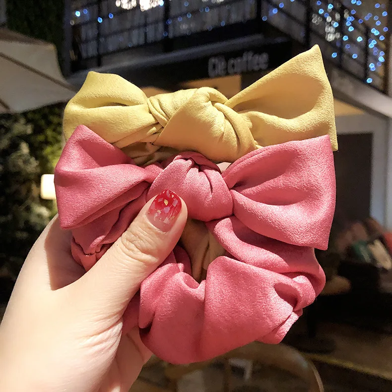 Держатель для хвоста Candy Color Women с луком для волос Scrunchie Bows Hairband Knot Scrunchy Girls Ties Accessories.
