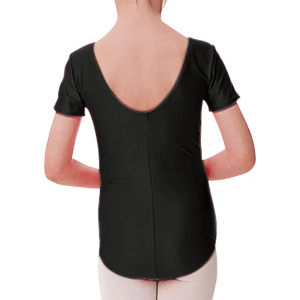 

Girls Scooped Neck Line Kids Half Sleeves Performance School Team Show Dancewear Leotard