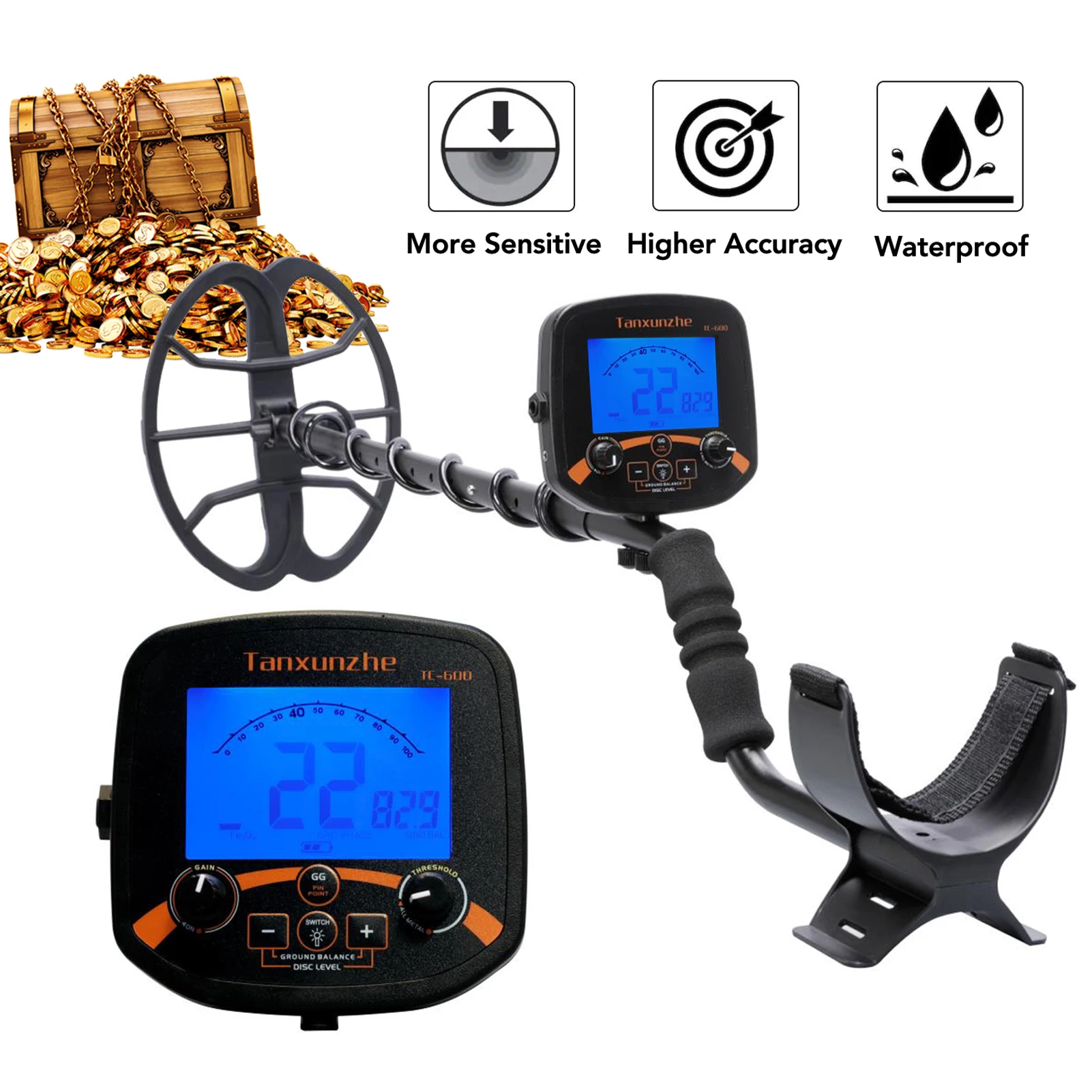 

Metal Detector Waterproof Search Coil with Backlight Easy Installation High Sensitivity High Accuracy Metal Detecting Tool
