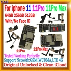 Материнская плата для iPhone 11, 6,1 дюйма, сбез Face ID, для iPhone 11 pro max, чипы логической платы, протестированная поддержка обновления, пластина LTE 4G 64 ГБ