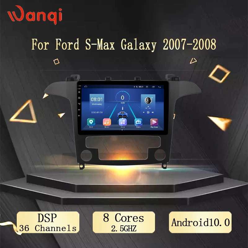 Автомобильный мультимедийный видеоплеер Wanqi 9 дюймов Android 10 0 для Ford S-Max 2007 2008