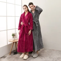 zhuo mo bathrobe autumn and winter thickened flannel towels bathroom couple pajamas men and women lengthen fixed belt for home