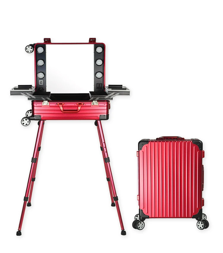 Дорожный кейс для косметики с подсветкой из алюминиевого сплава легкая коробка