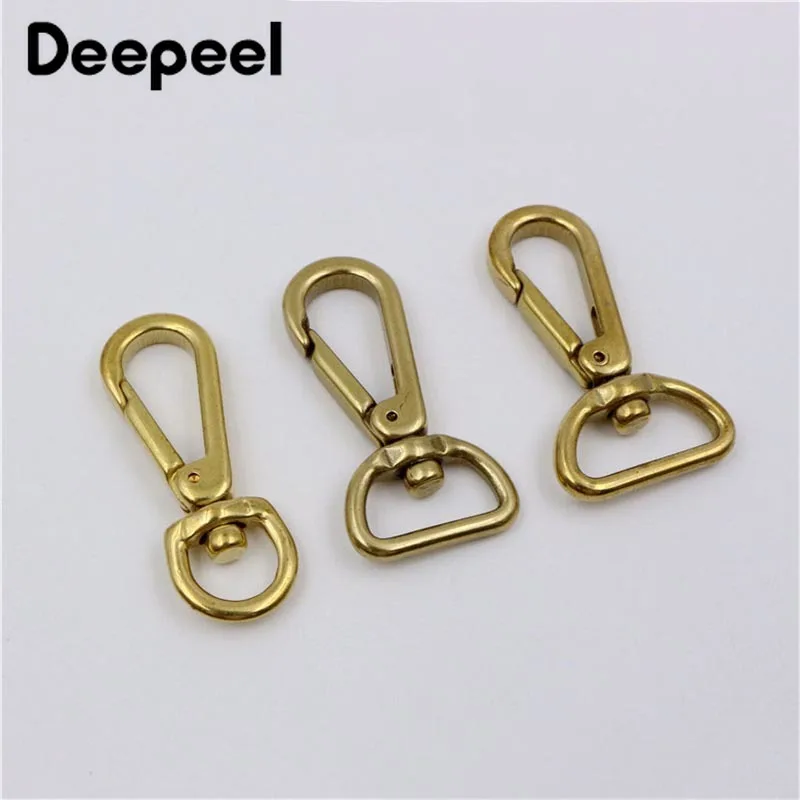 

2pcs Deepeel Pure Copper Hooks Brass Luggage Bag Metal Buckles Key Chain Dog Collar Lobster Clasps Snap Hook DIY Leather Craft