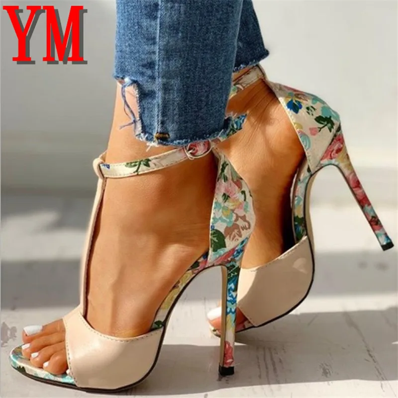 

2020 Womens Pumps Summer Sexy Exquisite 10cm T-Strap Ladies Increased Stiletto Super High Heel Women Sandals Zapatos De Mujer