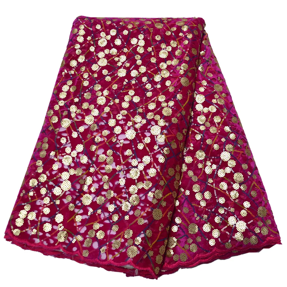 

Розово-красная африканская кружевная ткань с золотыми блестками Высококачественная кружевная нигерийская блестящая ткань для свадебных п...