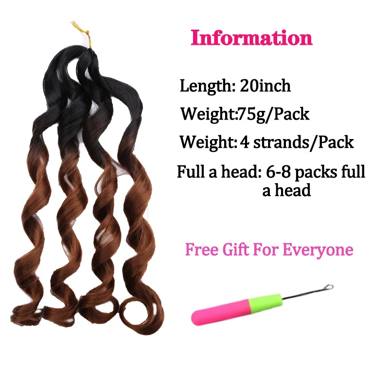 

Spiral Curls Synthetic Hair Loose Wave Crochet Braids Hair Pre Stretched Braiding Hair For Women Ombre Black Brown Blonde 22inch