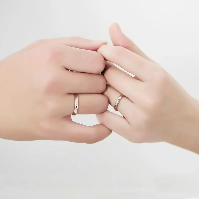 Silver Ring Simple Style Moon Sun Adjustable 925 Couple Rings For Girls Boys Best Friend Jewelry |