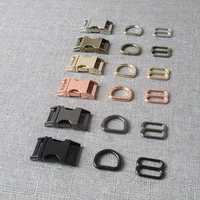 50 sets 15mm 20mm 25mm metal side release belt buckle d ring straps slider for dog collar bag diy sewing accessories hardware