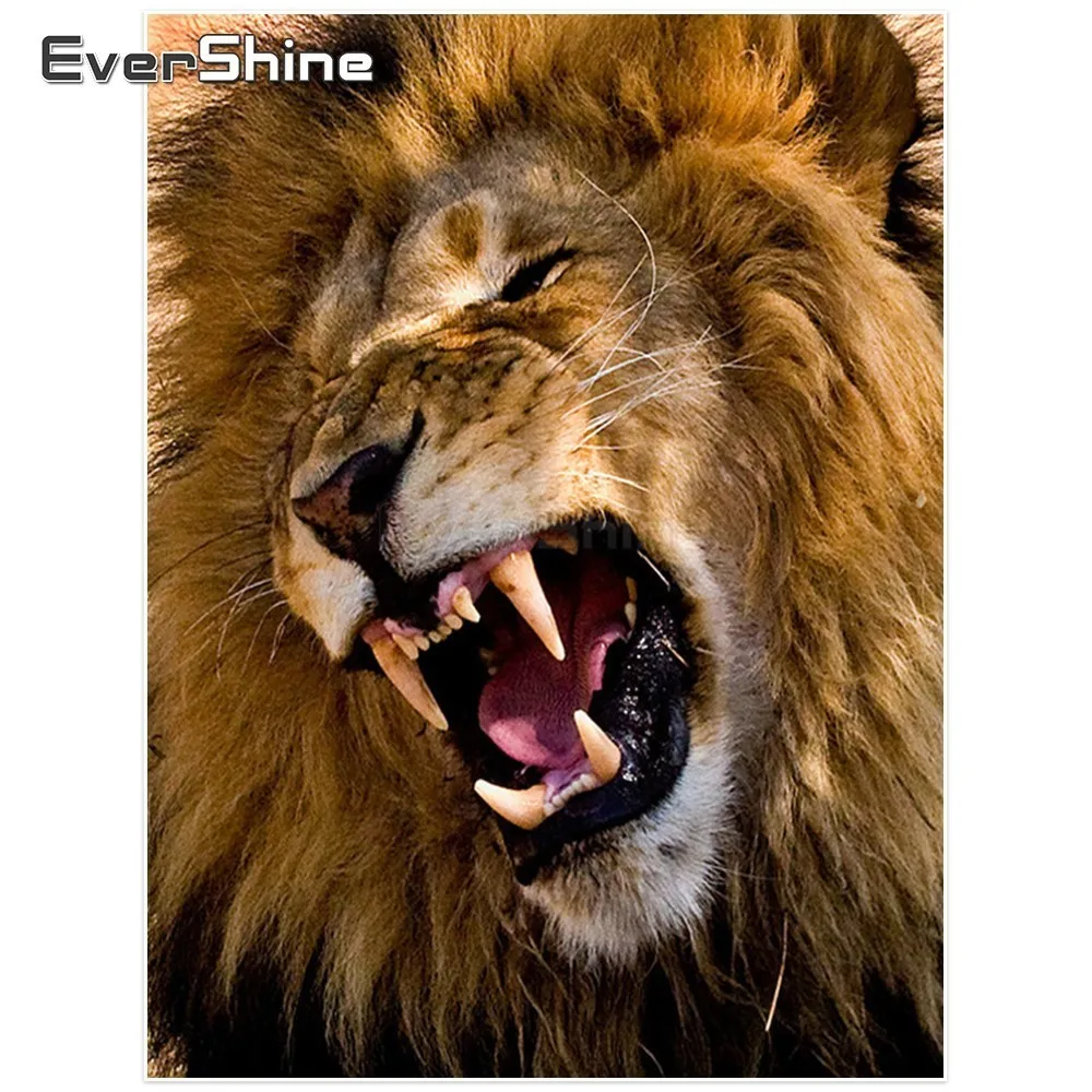 Evershine Diamond Painting Cross Stitch Lion Pictures 5d Full Square Mosaic Rhinestones Embroidery Animals | Дом и сад