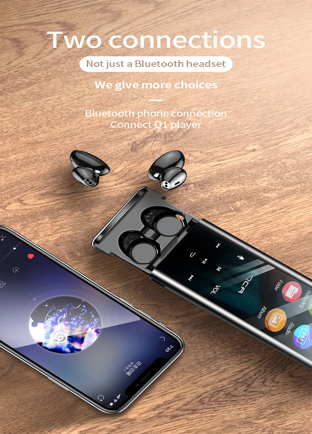 Q1 TWS Bluetooth наушники 5,0 многофункциональные Bluetooth наушники IPX7 водонепроницаемые в пределах 6000 мАч Внешний аккумулятор для iOS Android