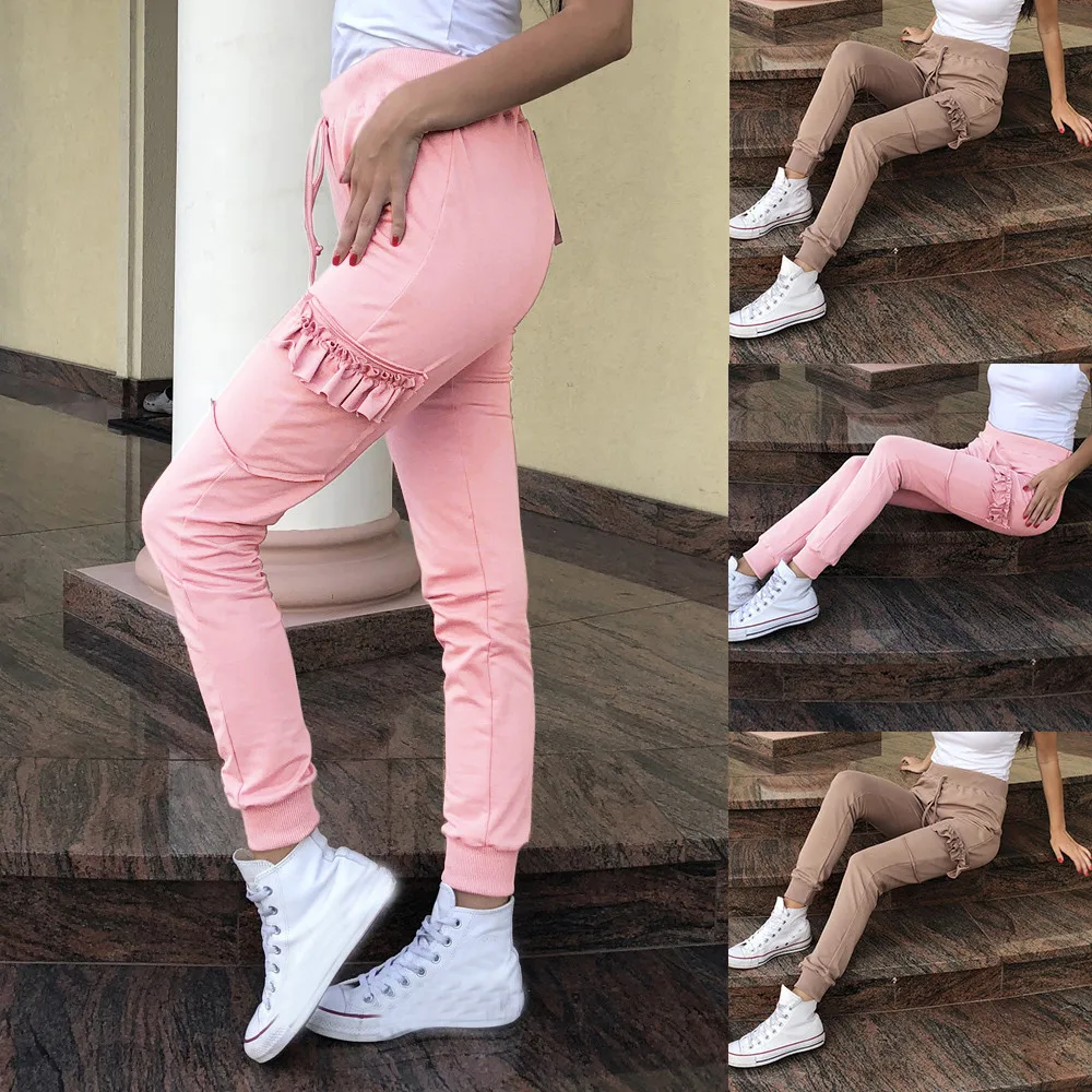 Женские повседневные штаны SAGACE однотонные брюки с эластичным поясом и карманами