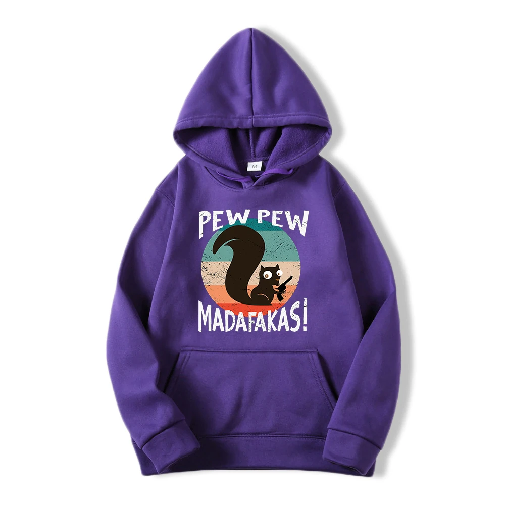 

2021 Autumn Fashion Cool Sweatshirts Men Pew Pew Madafakas Comics Hooded Cartoon Funny Squirrel Streetwear Fleece Casual Hoodie